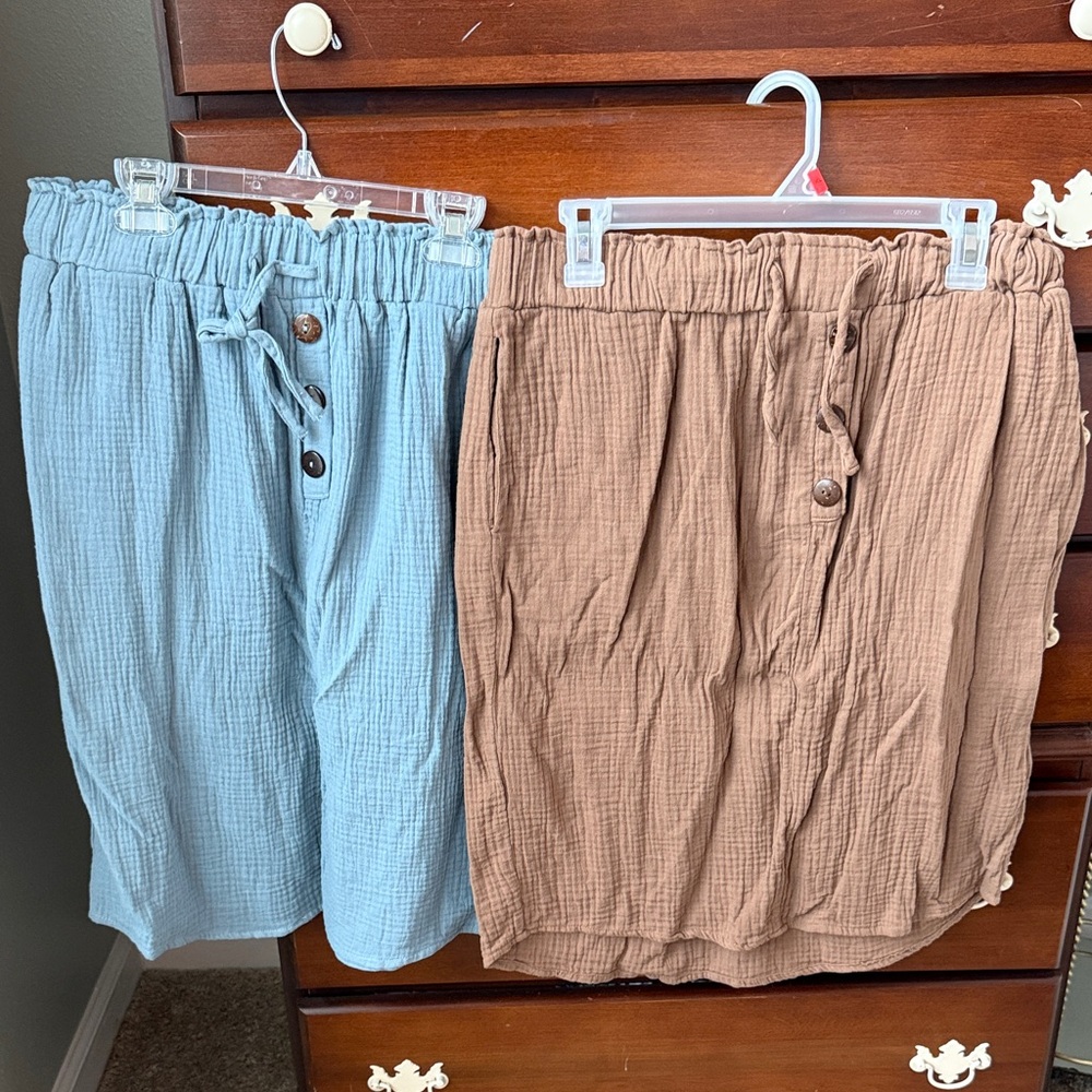 Casual Blue and Brown Skirt Set